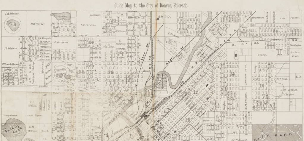 1882 city map of Denver, Colorado